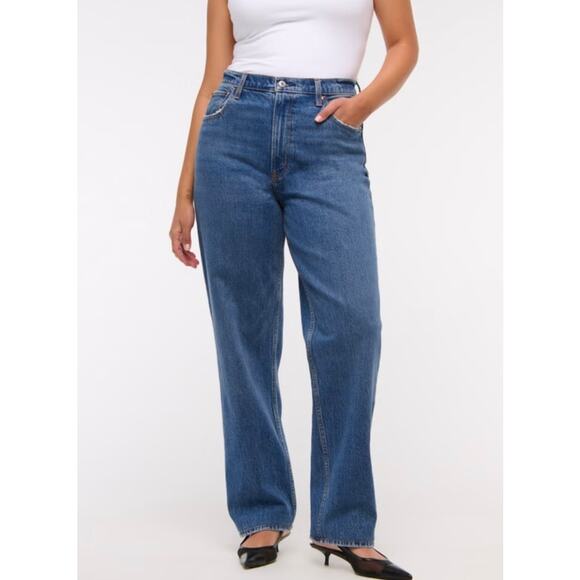 Abercrombie & Fitch 90’s Straight Ultra High Rise Jeans Medium Blue Size 26 / 2R - Picture 1 of 13